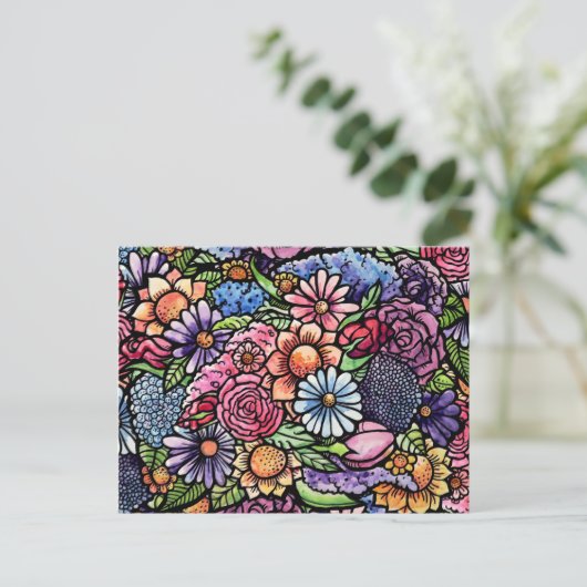 Floral Bouquet Spring Flower Briefkaart (Staand voorkant)