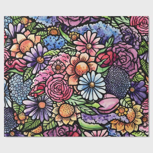 Floral Bouquet Spring Flower Cadeaupapier (Vlak)