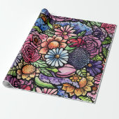Floral Bouquet Spring Flower Cadeaupapier (Uitgerold)
