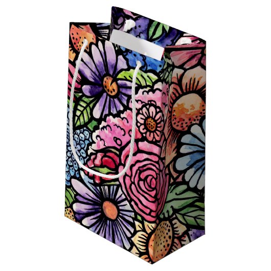 Floral Bouquet Spring Flower Klein Cadeauzakje (Achterkant Gekanteld)