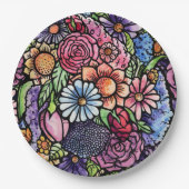 Floral Bouquet Spring Flower Papieren Bordje (Voorkant)