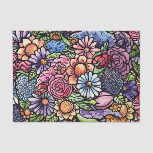 Floral Bouquet Spring Flower Tissuepapier (Voorkant)