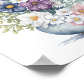 Floral Bouquet Vase Pastel Waterverf Wilde bloemen Poster (Hoek)
