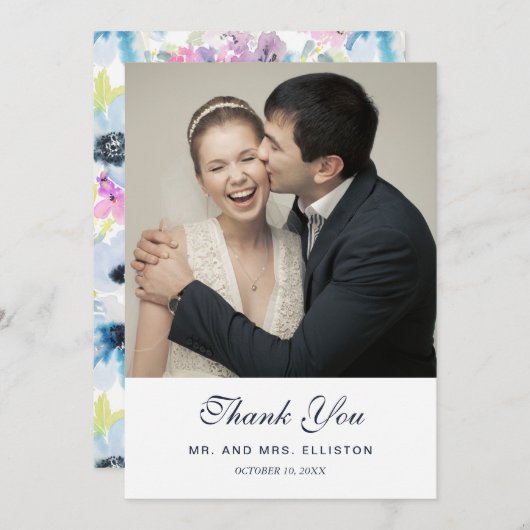 Floral Bouquet Waterverf | Dank u wel Bedankkaart (Voorkant / Achterkant)