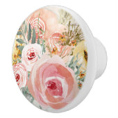 Floral Bouquet Waterverf Rustic Wood Pampas Grass Keramische Knop (Rechts)