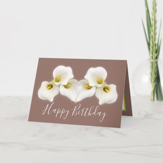 Floral Bouquet White Calla Lilies Floral Birthday Kaart (Voorkant)