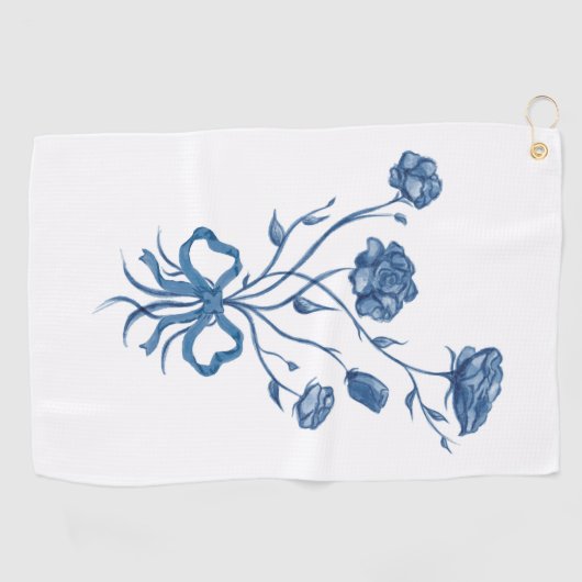 Floral Bouquet With Blue Bow  Golfhanddoek (Horizontaal)