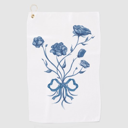 Floral Bouquet With Blue Bow Golfhanddoek (Voorkant)