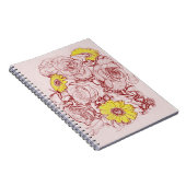 Floral Bouquet Yellow Daisies Burgundy Edged Notitieboek (Rechterzijde)
