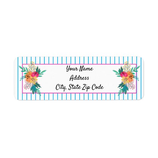 Floral Bouquets and Stripes Return Address Label (Voorkant)