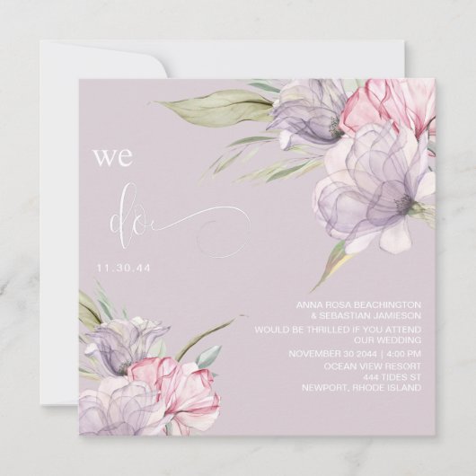 *~* Floral Bouquets AR15 RSVP BLUSH QR WEDDING Kaart (Voorkant)