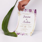 Floral Bourgogne bewerkbare bruiloft uitnodiging