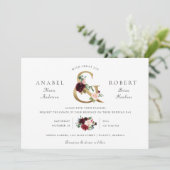 Floral Bourgogne Blush Gold Ampersand Typografie Kaart (Staand voorkant)