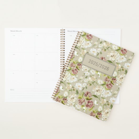 Floral Bourgogne Cream Day Planner 2025/2026 (Display)