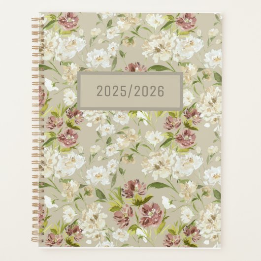 Floral Bourgogne Cream Day Planner 2025/2026 (Voorkant)