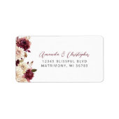 Floral Bourgogne Cream Wedding RSVP Adres Etiket (Voorkant)