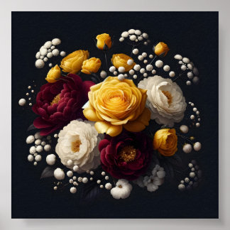 Floral Bourgogne Gele Sublimatie Printing Poster