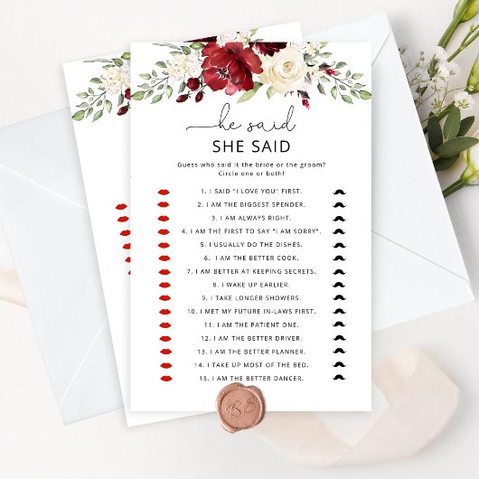 Floral Bourgogne Hij zei dat ze een bruidsspel zei