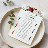 Floral Bourgogne Hij zei dat ze een bruidsspel zei