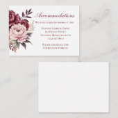 Floral Bourgogne pioen bruiloft accommodaties Informatiekaartje (Voorkant / Achterkant)