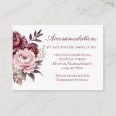 Floral Bourgogne pioen bruiloft accommodaties Informatiekaartje (Voorkant)