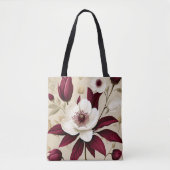 Floral Bourgogne Plant Botanisch Tote Bag (Voorkant)