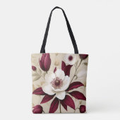 Floral Bourgogne Plant Botanisch Tote Bag (Achterkant)
