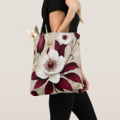 Floral Bourgogne Plant Botanisch Tote Bag (Dichtbij)