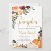 Floral Bourgogne pompoen Baby shower Kaart (Voorkant)