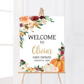 Floral Bourgogne Pompoen Baby shower Welkom Poster