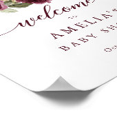 Floral Bourgogne Pompoen Baby shower Welkomstbord Poster (Hoek)