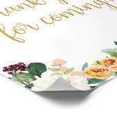 Floral Bourgogne Pompoen Bedankt voor uw komst Poster (Hoek)