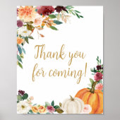 Floral Bourgogne Pompoen Bedankt voor uw komst Poster (Voorkant)