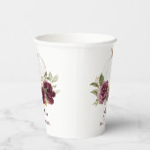 Floral Bourgogne Pompoen Herfst Baby shower Papieren Bekers (Rechts)