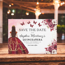 Floral Bourgogne Save the Date Verjaardag Quincean