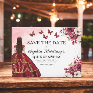 Floral Bourgogne Save the Date Verjaardag Quincean