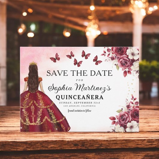Floral Bourgogne Save the Date Verjaardag Quincean