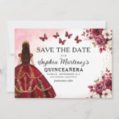 Floral Bourgogne Save the Date Verjaardag Quincean (Voorkant)