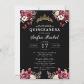 Floral Bourgogne Vlinder Prinses Quinceanera Kaart (Voorkant)