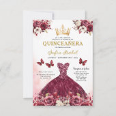 Floral Bourgogne Vlinder Prinses Quinceanera Kaart (Voorkant)