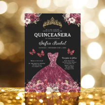 Floral Bourgogne Vlinder Prinses Quinceanera