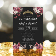Floral Bourgogne Vlinder Prinses Quinceanera