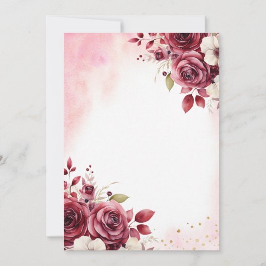 Floral Bourgogne Vlinder Prinses Quinceanera Kaart (Achterkant)