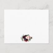 Floral Bourgondië blauw bruiloft details invoegen  Briefkaart (Achterkant)