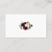 Floral Bourgondië Blauw Bruiloft Gereserveerd Plaatskaartje (Achterkant)