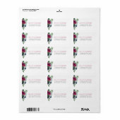 Floral Bourgondië Blauw Huwelijk RSVP Adres Etiket (Full Sheet)