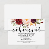 Floral Bourgondië bruiloft repetitie uitnodigingen (Voorkant / Achterkant)