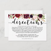 Floral Bourgondië Bruiloft Routebeschrijving Info  Informatiekaartje (Voorkant / Achterkant)