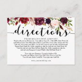 Floral Bourgondië Bruiloft Routebeschrijving Info  Informatiekaartje (Voorkant)