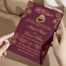 Floral Bourgondië Goud Moslim Islamitisch Verlovin